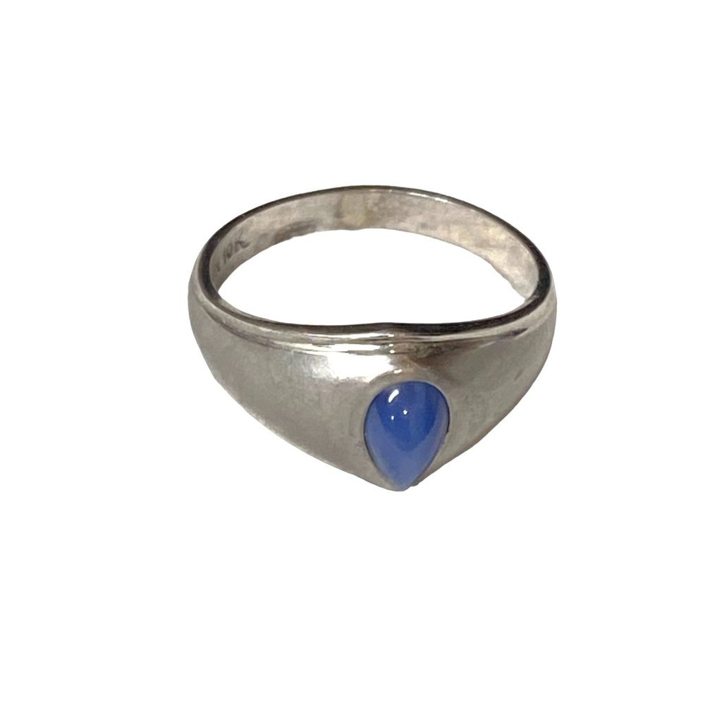 Vintage 10K WG Blue Lindy Star Sapphire Band Ring Size 9.5